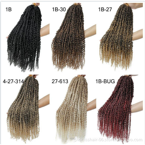 Cheap Synthetic Fiber Ombre Prelooped Passion Twist Locs Braiding Hair Crochet Braids Synthetic Bundles Curly Afro Water Wave